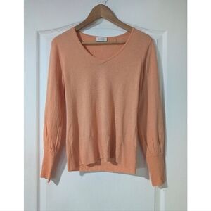 New! Kinross | Silk Cashmere Blend V-neck Sweater In Peach